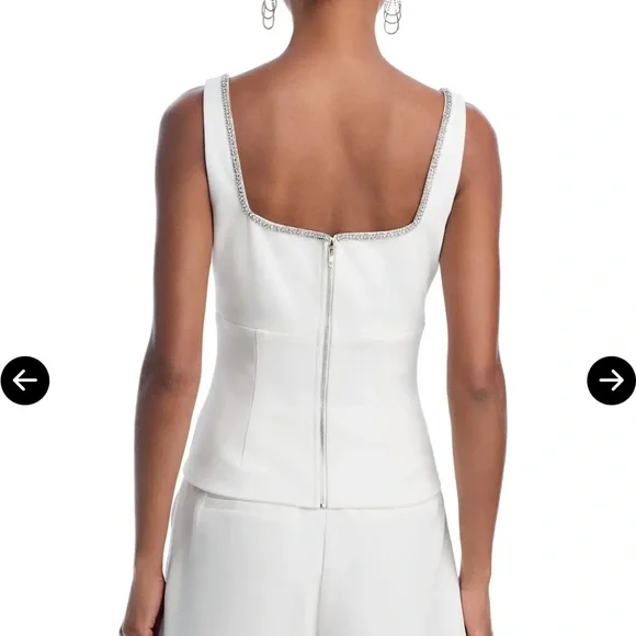 Aqua Elegant White Camisole with Sparkling Trim - Picture 3 of 6